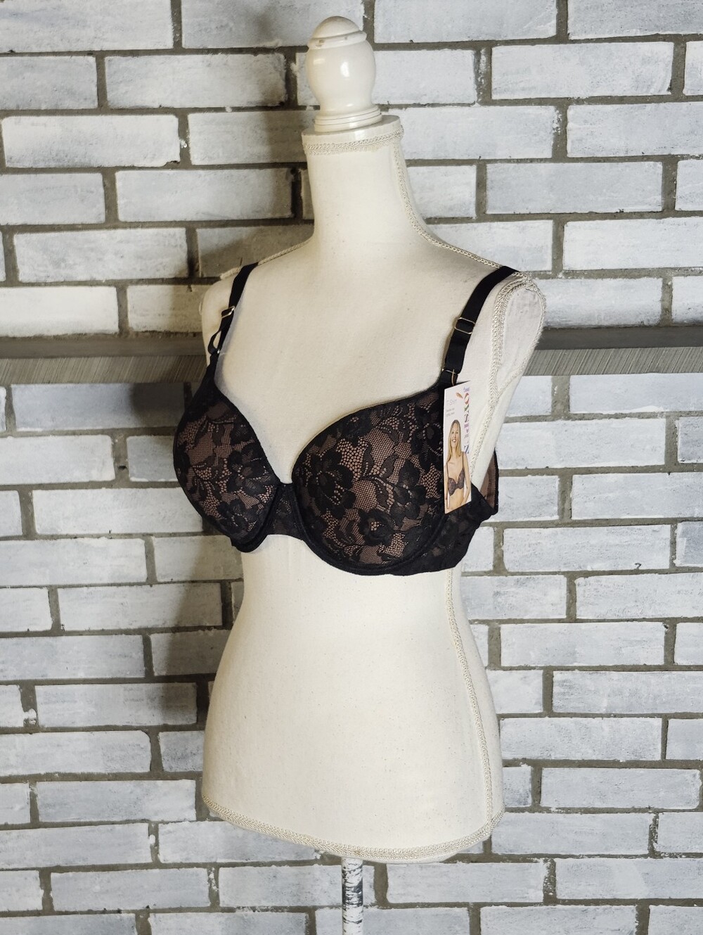 • Joyspun Smooth Lace T-Shirt Bra 38C Black Moroccan Brown Full Coverage NWT
